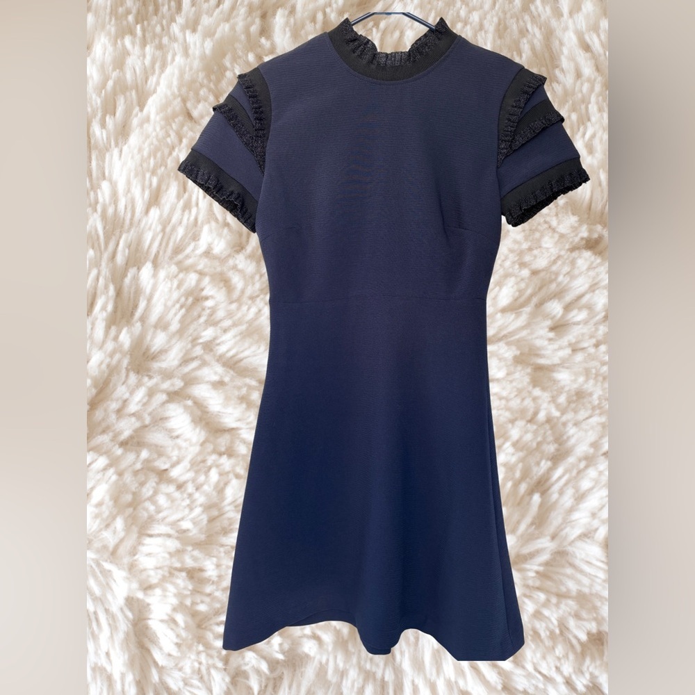 Sandro Navy and Black Mini Dress - Picture 2 of 8